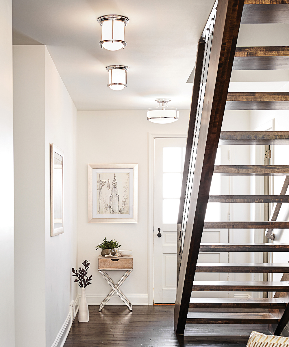 hallway of flush mount lights