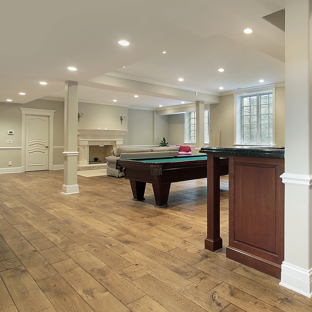 recessed lighting in a game room