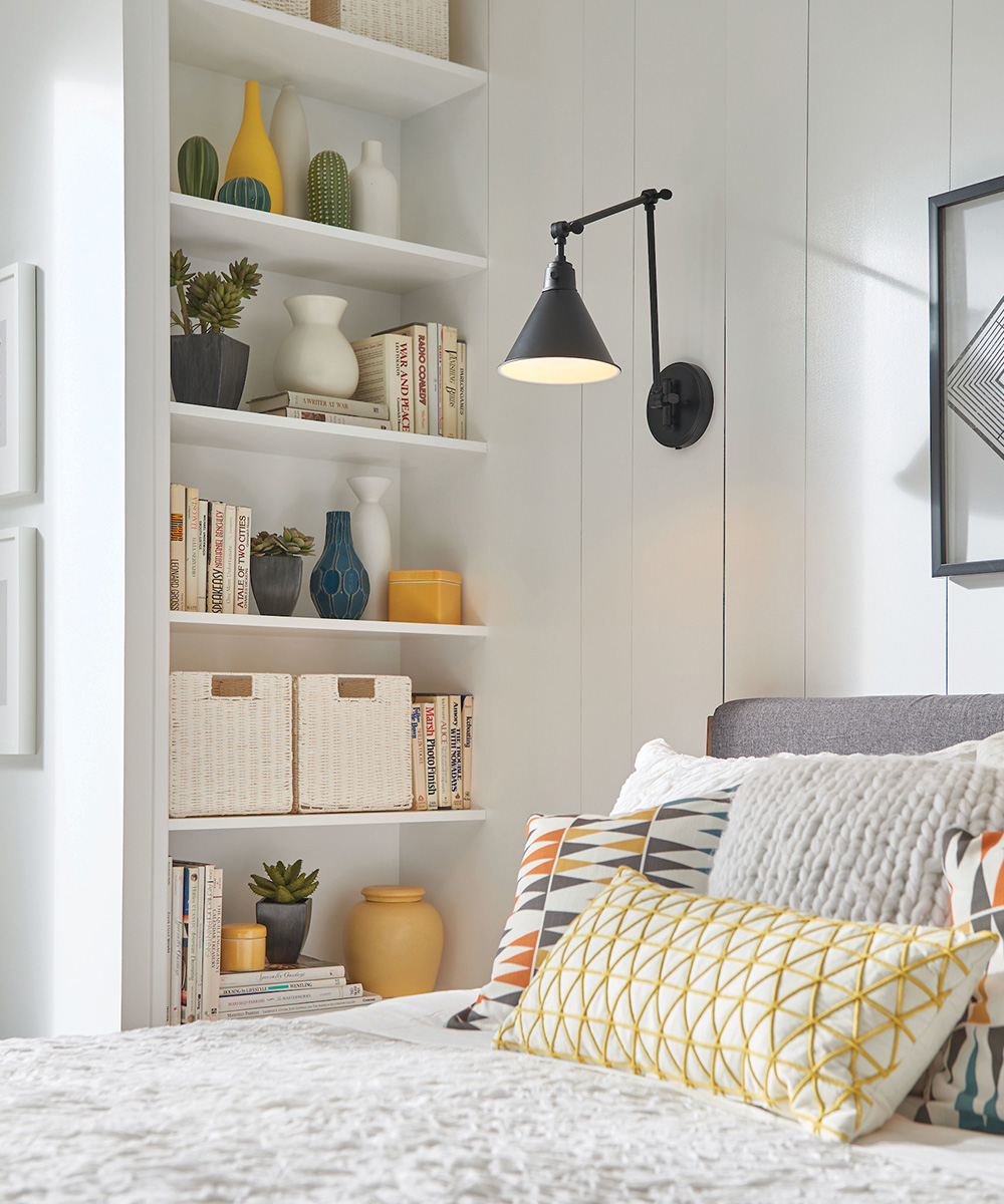 Wall sconce in bedroom