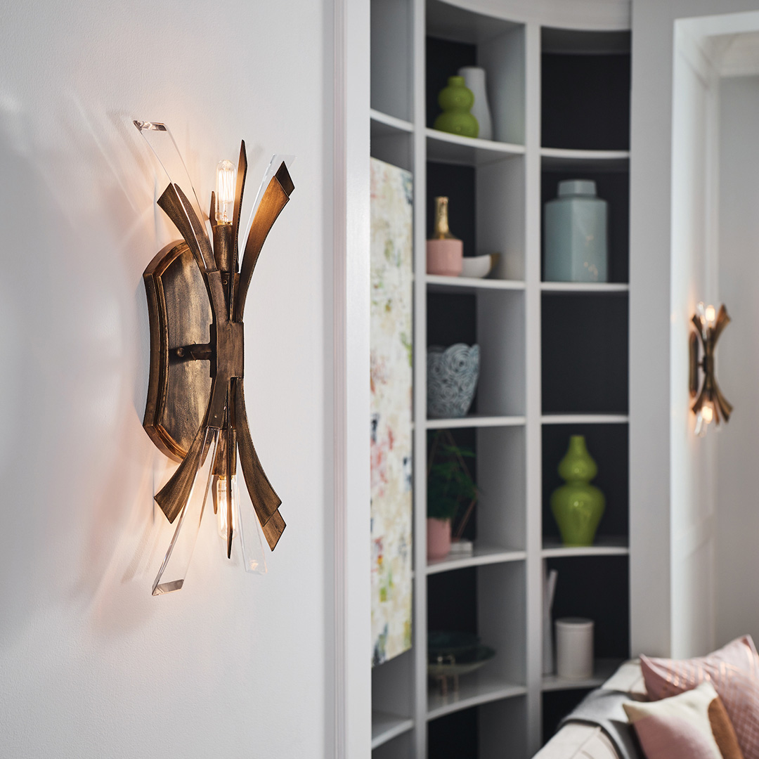 Metal industrial sconces in living room