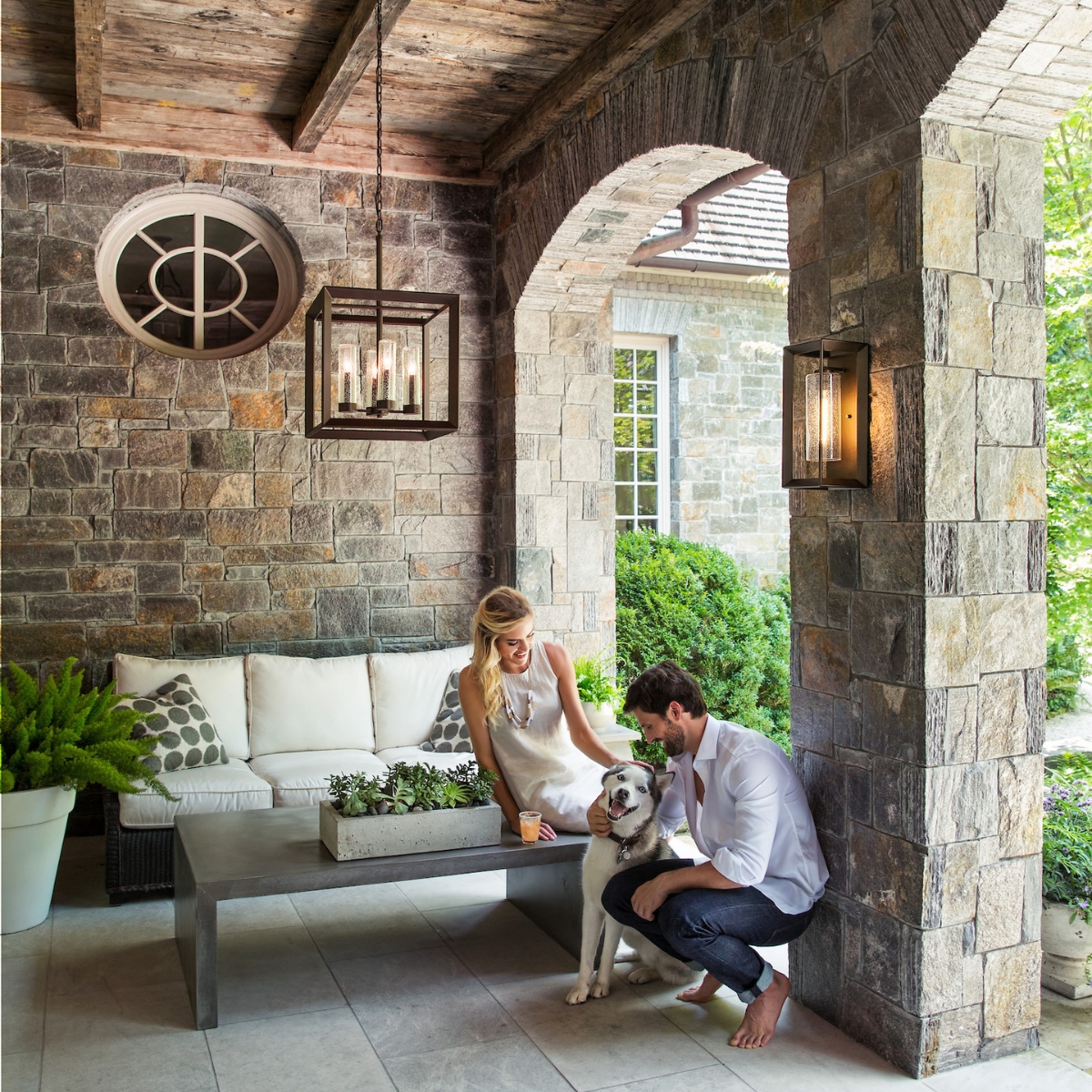 well lit front porch