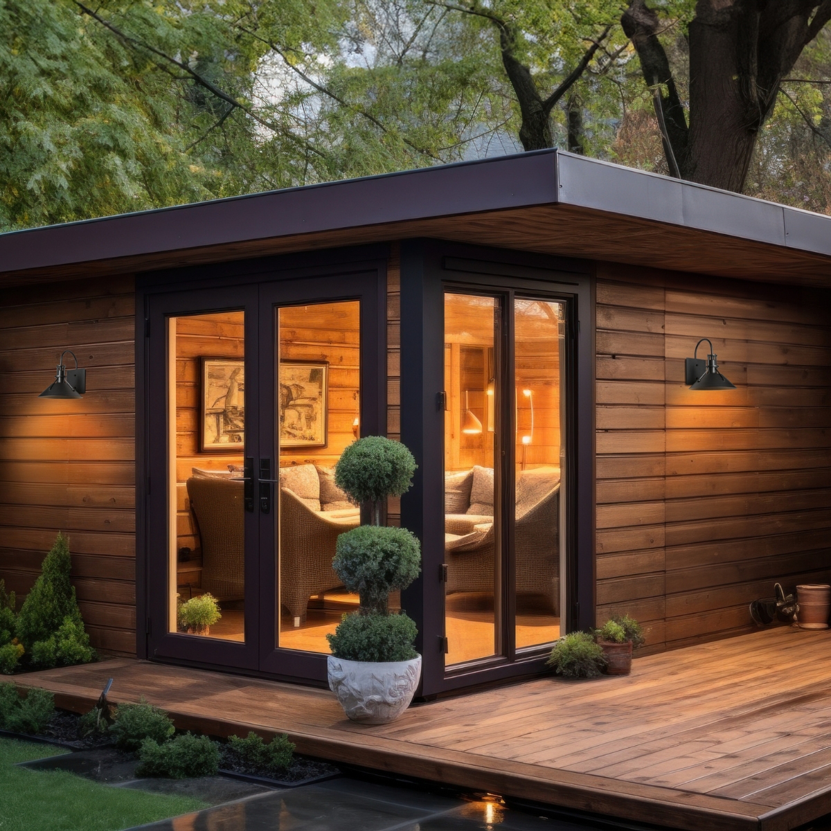 warm exterior lighting