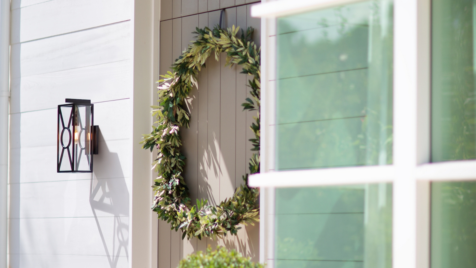 wreath on exterior door