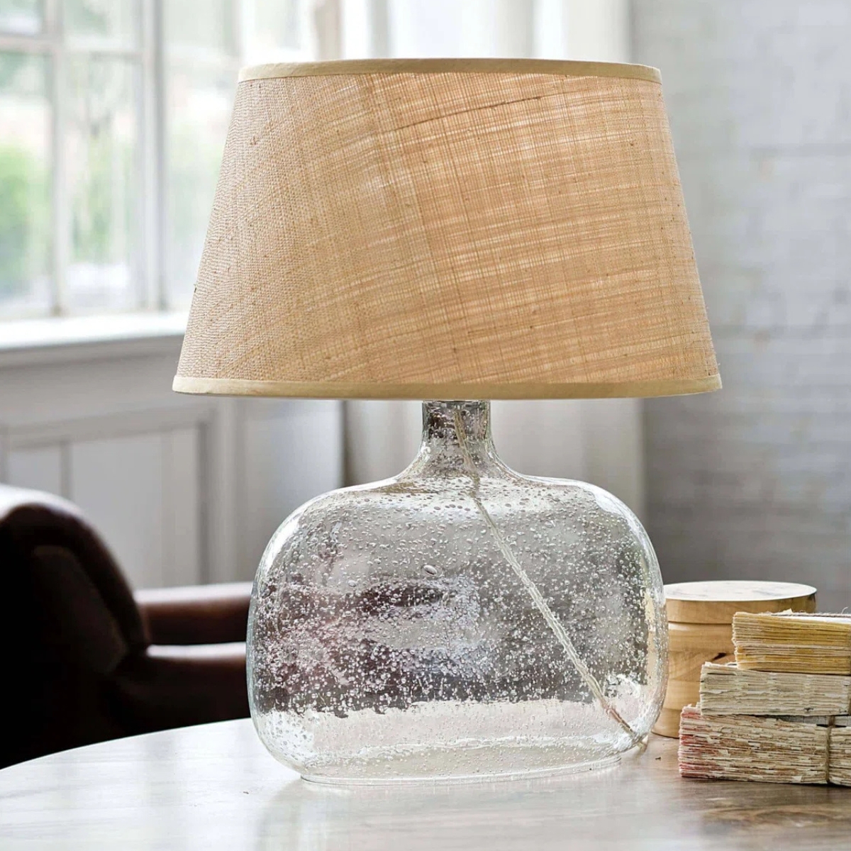 seeded glass lamp