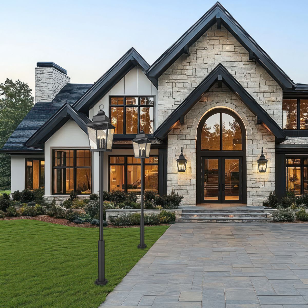 Image of the exterior of a house with lights