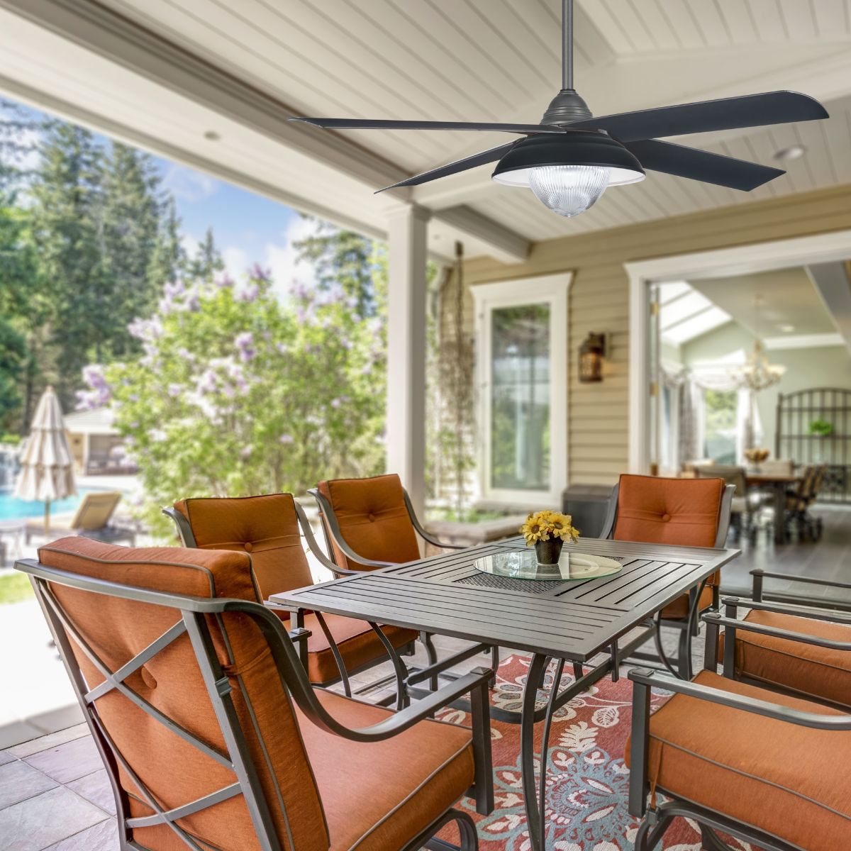 Image of a fan on an enclosed porch